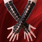 Wetlook Lace-Up Elbow Gloves