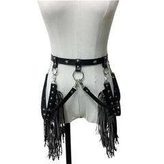 Women's Gothic Punk Pentagram Garter Set with Tassel Bra Harness