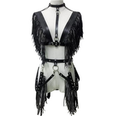 Women's Gothic Punk Pentagram Garter Set with Tassel Bra Harness