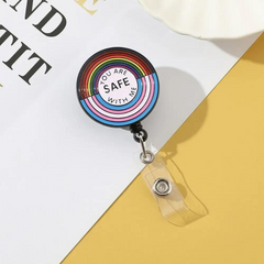 You Are Safe With Me LGBT Pride Retractable Badge Reel
