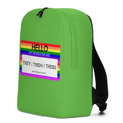 Hello My Pronouns Are They / Them / Theirs Minimalist Backpack
