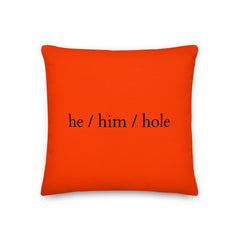 He / Him / Hole Pillow