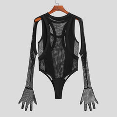 Sexy Mesh Gloved Bodysuit