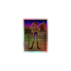 Gay Cowboy at Sunset Holographic Stickers