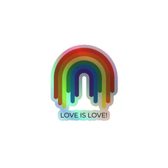 Love Is Love Rainbow Holographic Stickers