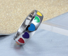 Rainbow Hearts Pride Ring
