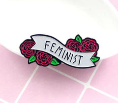 Feminist Red Rose Floral Enamel Pin