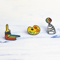 Rainbow Paint Brush Enamel Pins