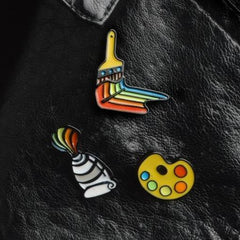 Rainbow Paint Brush Enamel Pins