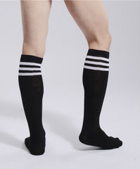 Striped Black Cotton Sports Socks