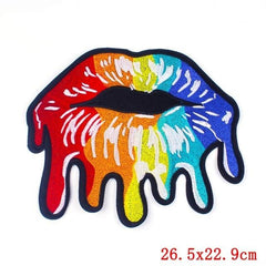 Large Rainbow LGBT Lips Iron On Embroidered Patch