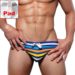Retro Striped Swim Briefs