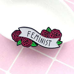 Feminist Red Rose Floral Enamel Pin
