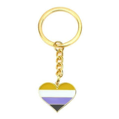 Non-Binary Pride Heart Keychain