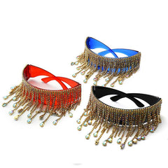 Oversized Tassel Crystal Sunglasses
