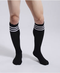 Striped Black Cotton Sports Socks