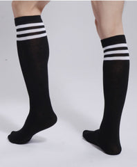 Striped Black Cotton Sports Socks