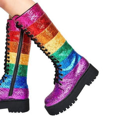 LGBT Pride Sequin Mid Calf Boots