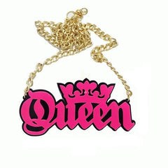 Queen Acrylic Statement Chain Necklace