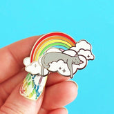Rainbow Cat On A Cloud Enamel Pin
