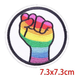 Rainbow Fist Iron On Embroidered Patch