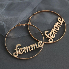 Femme Hoop Earrings Letter