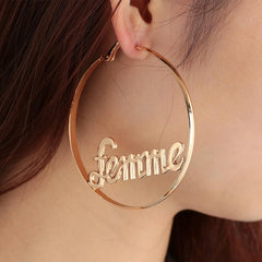 Femme Hoop Earrings Letter