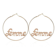 Femme Hoop Earrings Letter