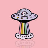 Believe Queer Spacecraft Enamel Pin