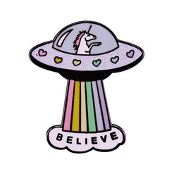 Believe Queer Spacecraft Enamel Pin