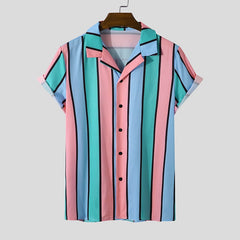 Classic Striped Short Sleeve Printed Shirt