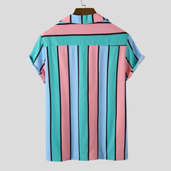 Classic Striped Short Sleeve Printed Shirt