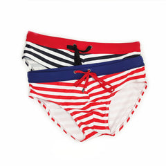 Navy Striped Swim Briefs