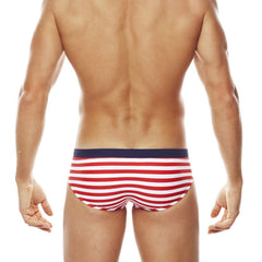 Navy Striped Swim Briefs