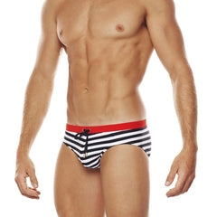 Navy Striped Swim Briefs