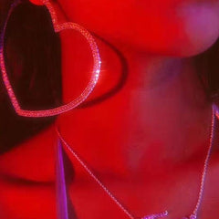 Heart-Shaped Hoop Rhinestone Earrings