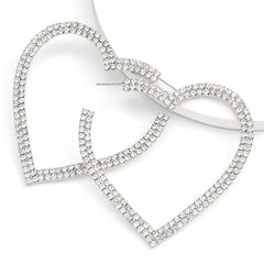 Heart-Shaped Hoop Rhinestone Earrings