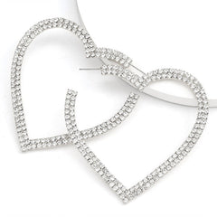 Heart-Shaped Hoop Rhinestone Earrings