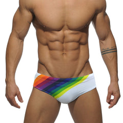 Rainbow Striped Swim Briefs