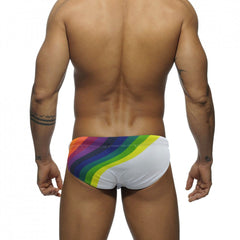 Rainbow Striped Swim Briefs