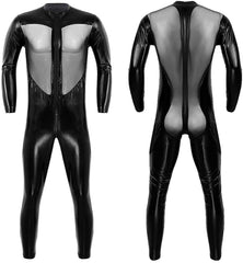 PVC Leather Mesh Kink Bodysuit