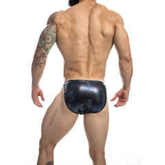 PU Leather Buckle-Up Swim Briefs