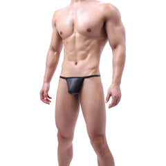Black PU Leather Buckle-Up Thong