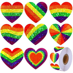 500 LGBT Pride Heart Stickers On A Roll