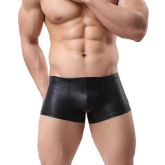 Leather Mens Tank Top With Hood + Sexy Shorts