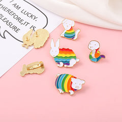 Rainbow Zodiac Animals Enamel Pins