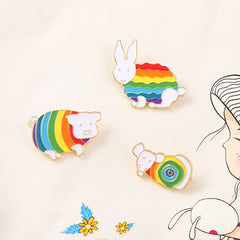 Rainbow Zodiac Animals Enamel Pins