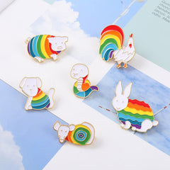Rainbow Zodiac Animals Enamel Pins