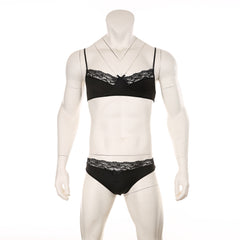 Mens Lace Lingerie Panties & Bra Set