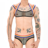 Gay Pride Mesh Harness + Underwear Outfit